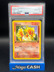 PSA 10 Ponyta 64/82 1ST Edition Rocket