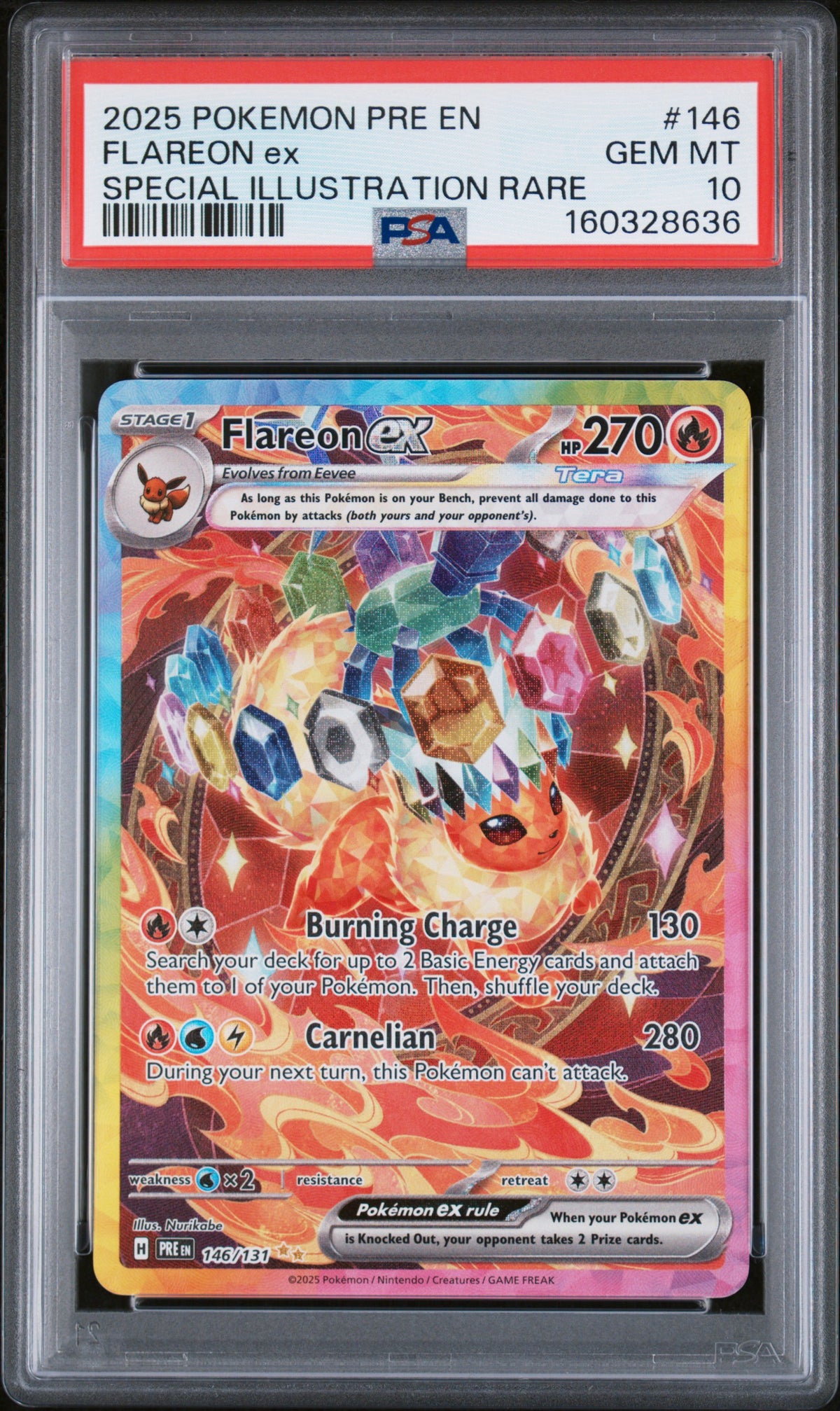 Pokémon - PSA 10 Flareon Ex 146/161