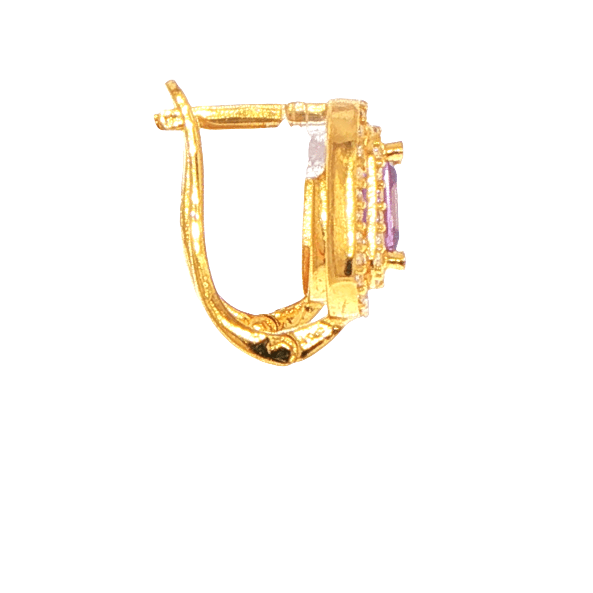 22ct Yellow Gold Amethyst Double Halo Stud Earrings - Mega Cash Sydney