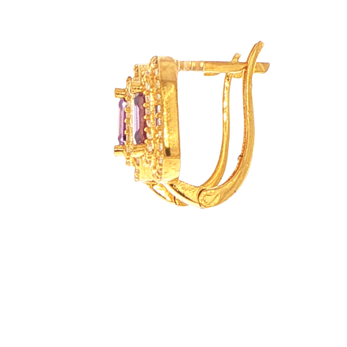 22ct Yellow Gold Amethyst Double Halo Stud Earrings - Mega Cash Sydney