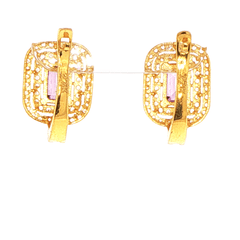 22ct Yellow Gold Amethyst Double Halo Stud Earrings - Mega Cash Sydney