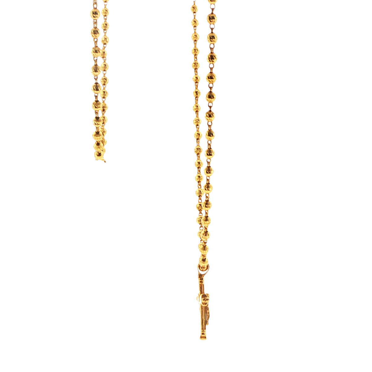 22ct Yellow Gold Beaded Chain Necklace with Crucifix Pendant - Mega Cash Sydney