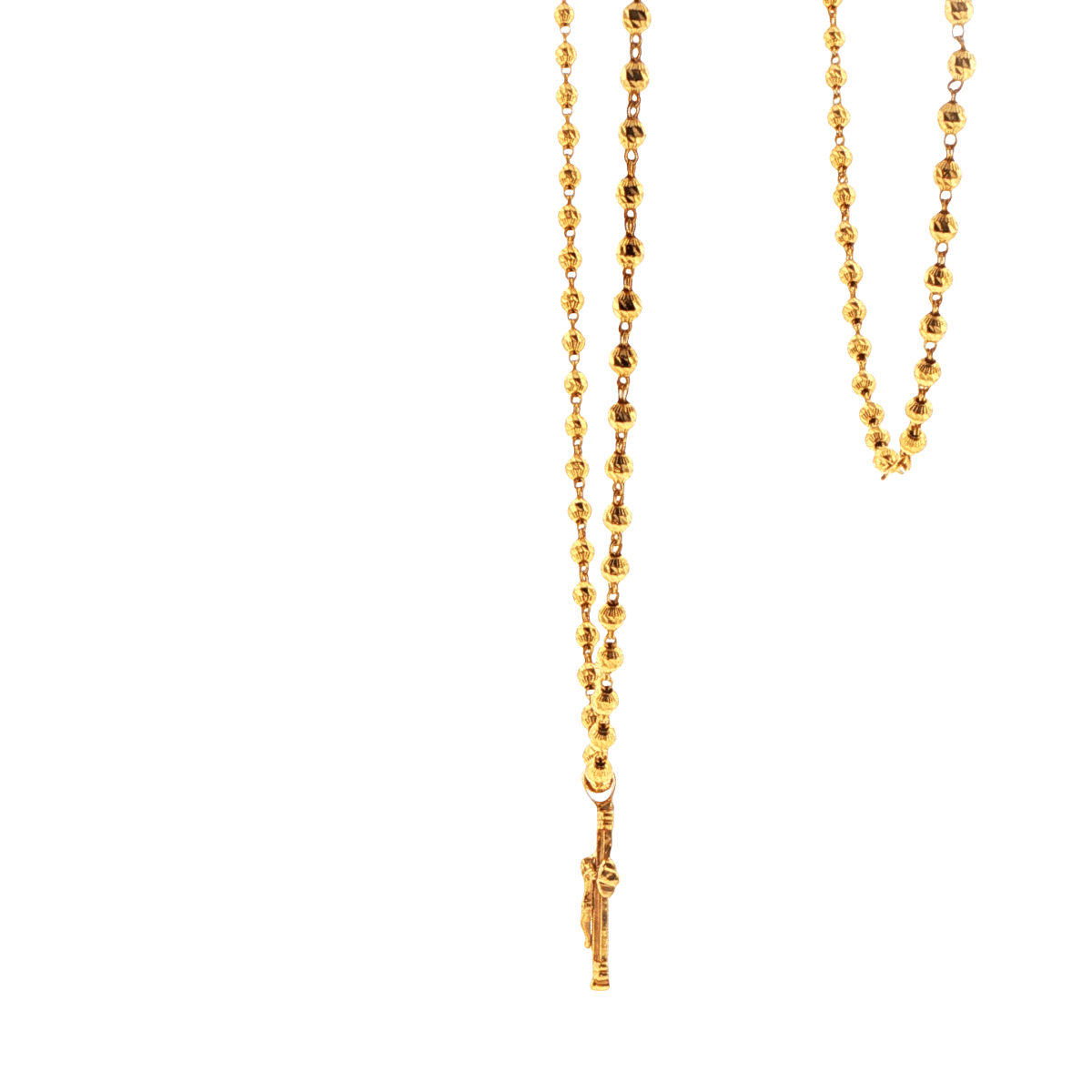 22ct Yellow Gold Beaded Chain Necklace with Crucifix Pendant - Mega Cash Sydney