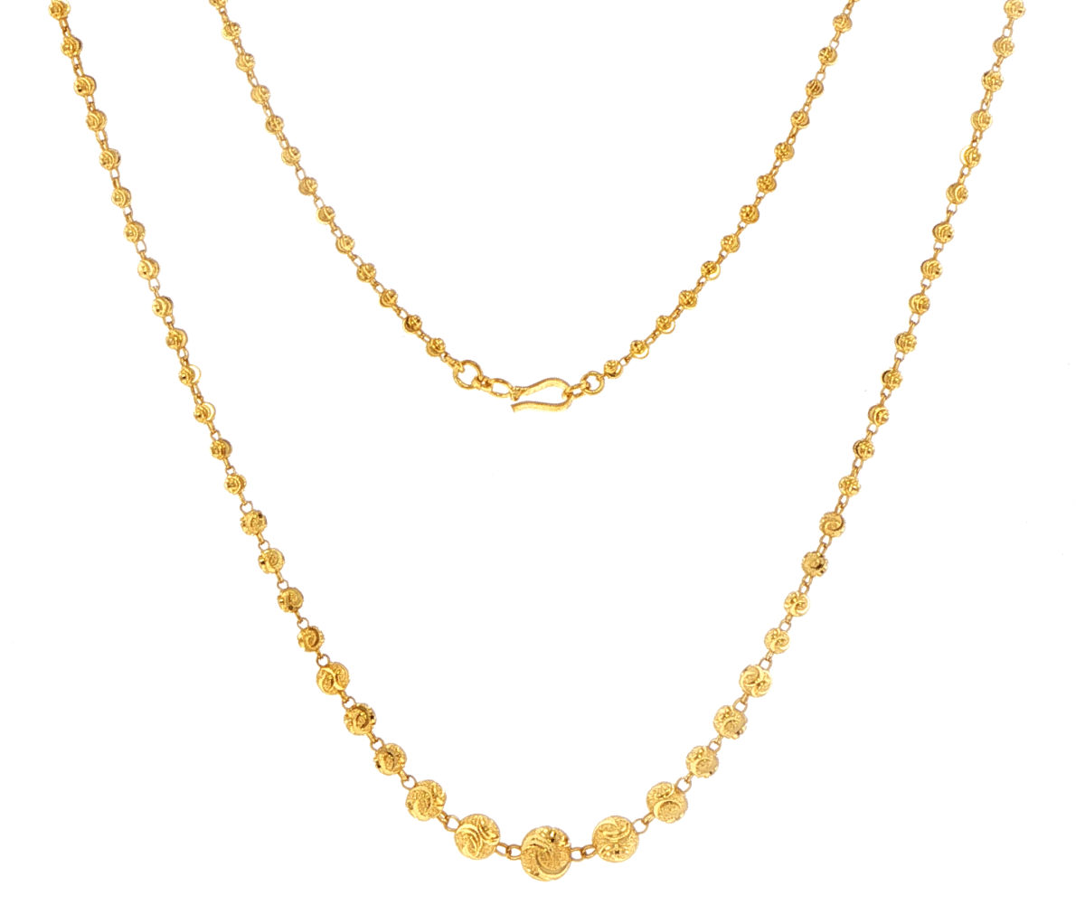 22ct Yellow Gold Graduated Textured Bead Necklace - Mega Cash Sydney