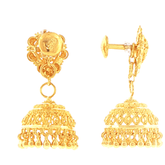 22ct Yellow Gold Intricate Filigree Jhumka Drop Earrings - Mega Cash Sydney