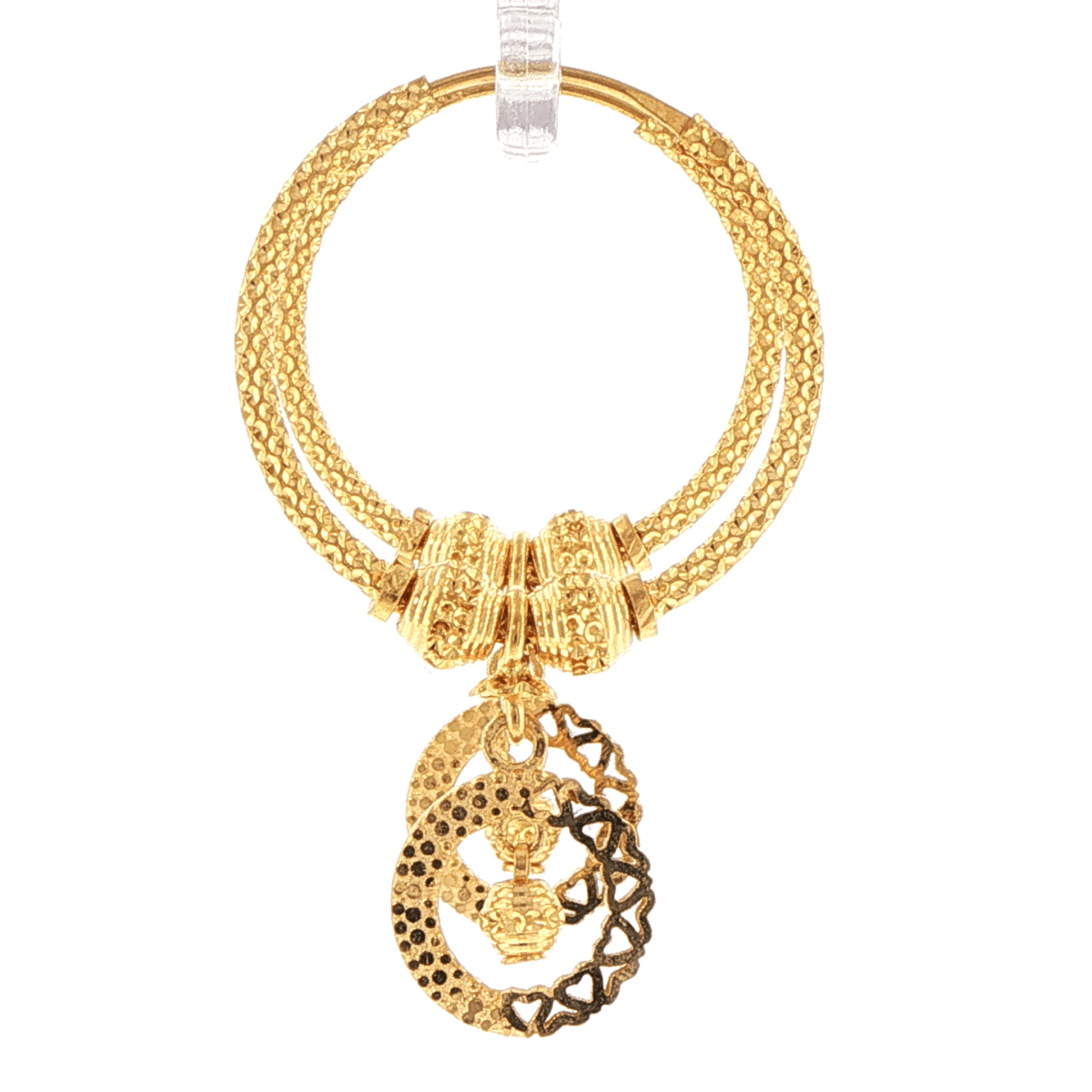 22ct Yellow Gold Textured Hoop Earrings with Dangling Motifs - Mega Cash Sydney