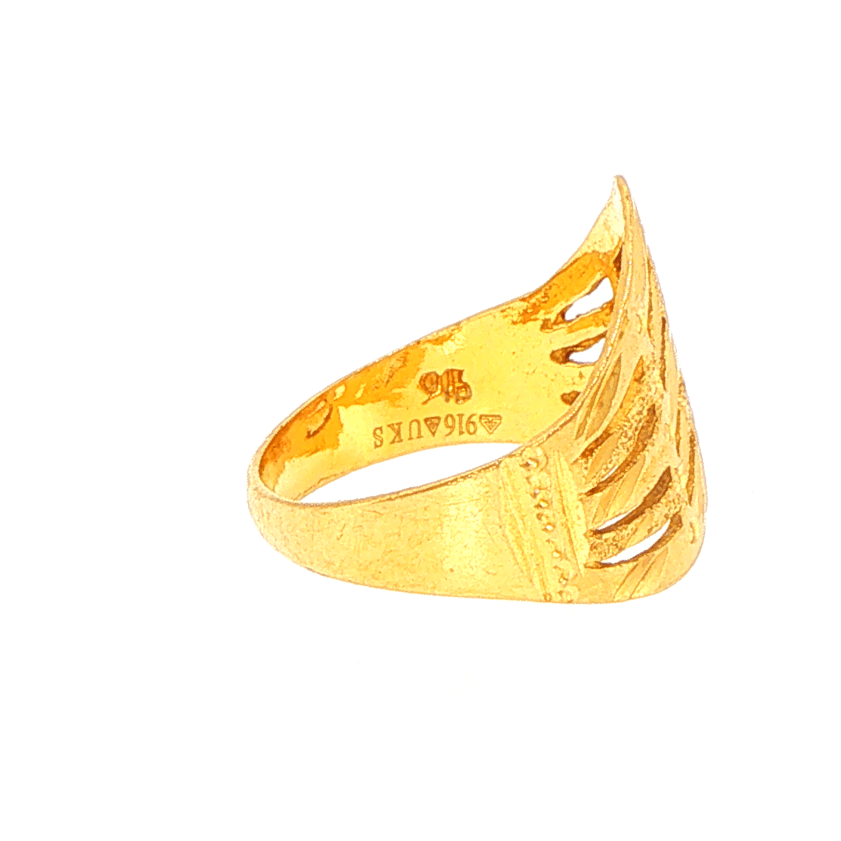 22ct Yellow Gold Textured Openwork Chevron Band Ring - Mega Cash Sydney