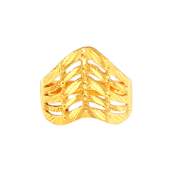 22ct Yellow Gold Textured Openwork Chevron Band Ring - Mega Cash Sydney