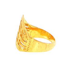 22ct Yellow Gold Textured Openwork Chevron Band Ring - Mega Cash Sydney