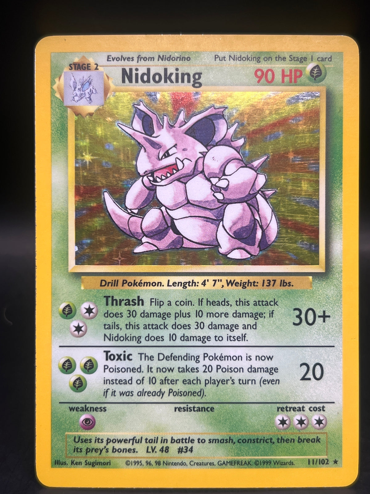 Nidoking Holo 11/102 Base Set Unlimited