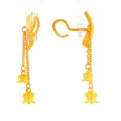 24ct Yellow Gold Floral Bell Dangle Earrings - Mega Cash Sydney