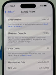 iPhone 16 128GB - A3287/MYE73X/A - Unlocked - Black