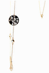 9ct Yellow Gold Cut-Out Charm and Crystal Necklace