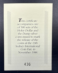 The Holey Dollar & The Dump - 999 Silver - 1988