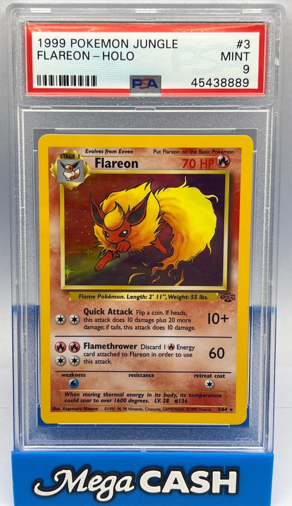 Pokémon - PSA 9 Flareon 3/64 Holo Jungle