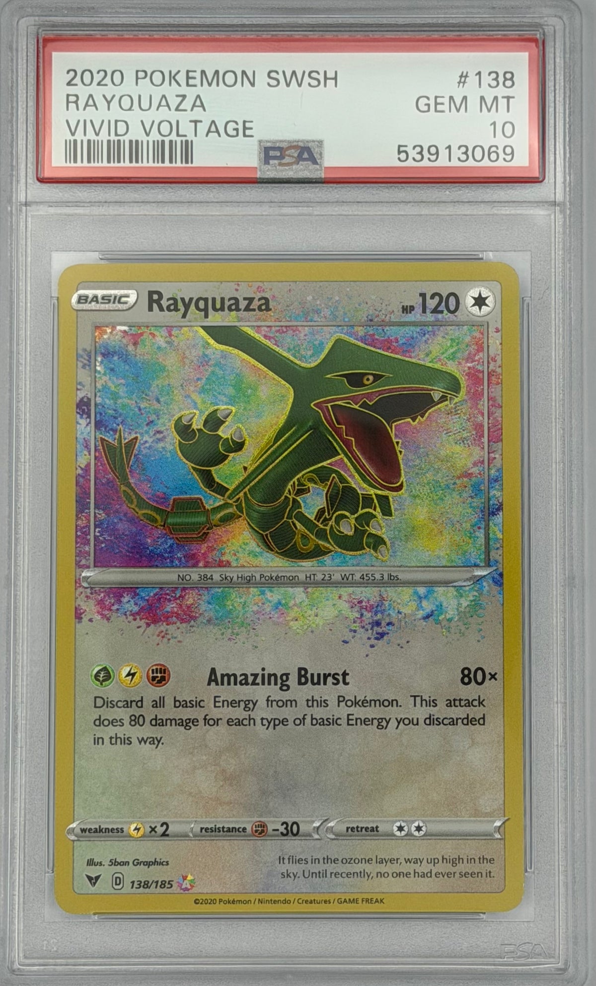 Pokemon PSA 10 Rayquaza 138/185 Vivid Voltage