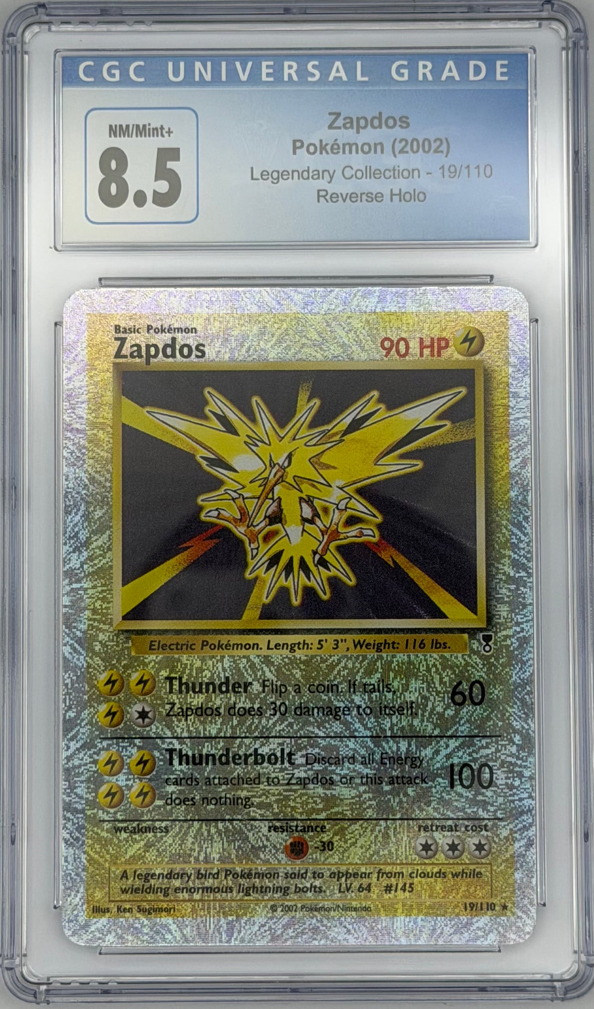 Pokemon CGC 8.5 Zapdos 19/110 Reverse Holo Legendary Collection