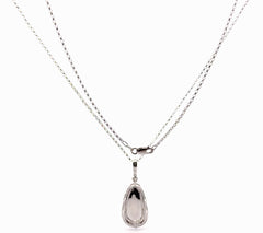 18ct White Gold Pear-Shaped Opal and Diamond Halo Pendant Necklace
