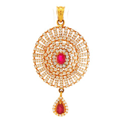 22ct Yellow Gold Ruby Sunburst Pendant
