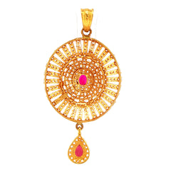 22ct Yellow Gold Ruby Sunburst Pendant