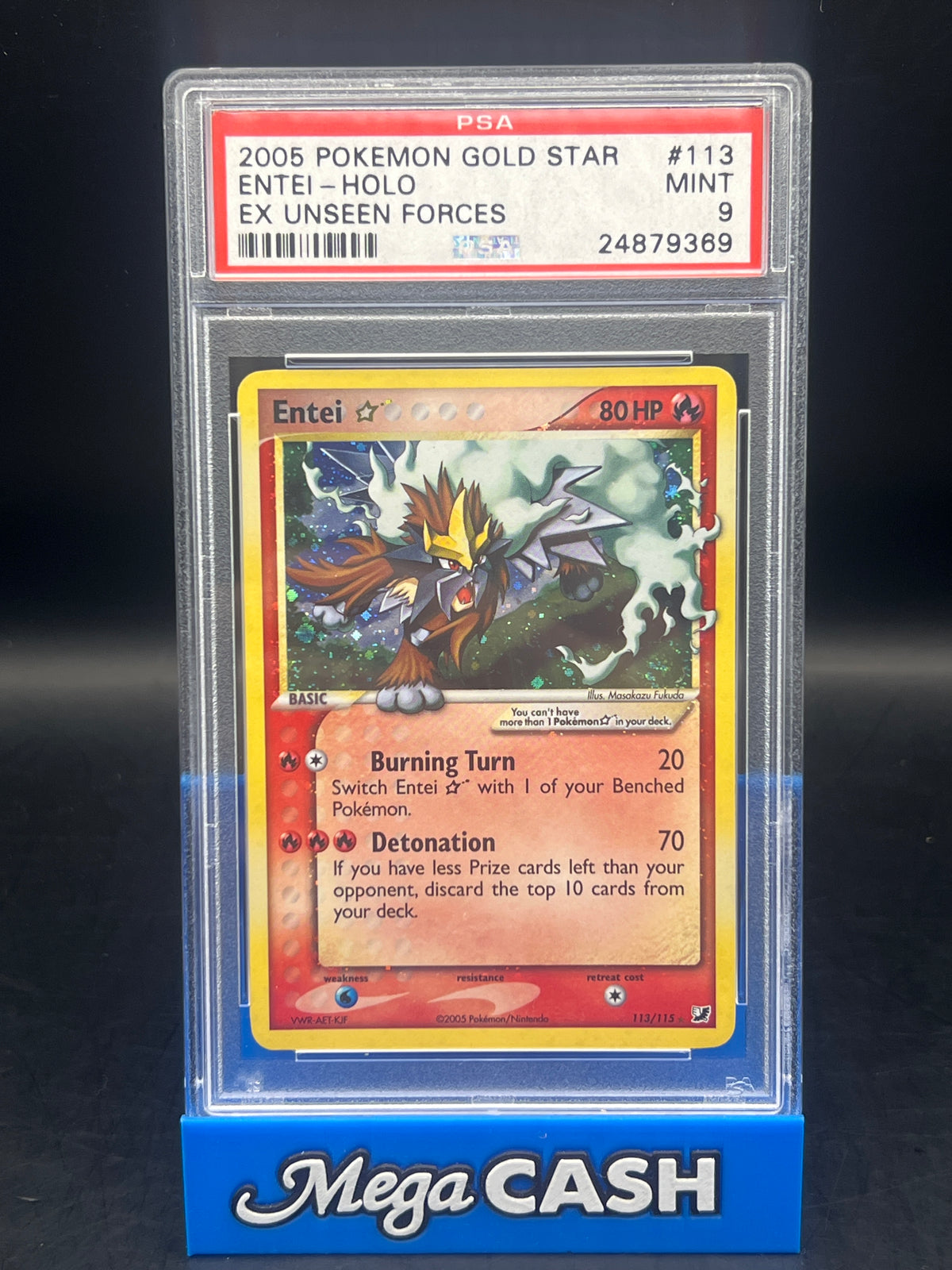 Pokemon- Entei Holo GOLD STAR  113/115 PSA 9 -Unseen Forces
