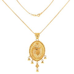 22ct Yellow Gold Ornate Filigree Pendant Necklace
