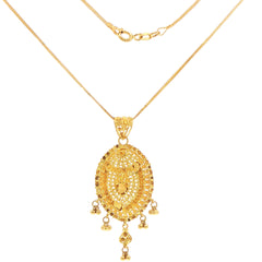 22ct Yellow Gold Ornate Filigree Pendant Necklace