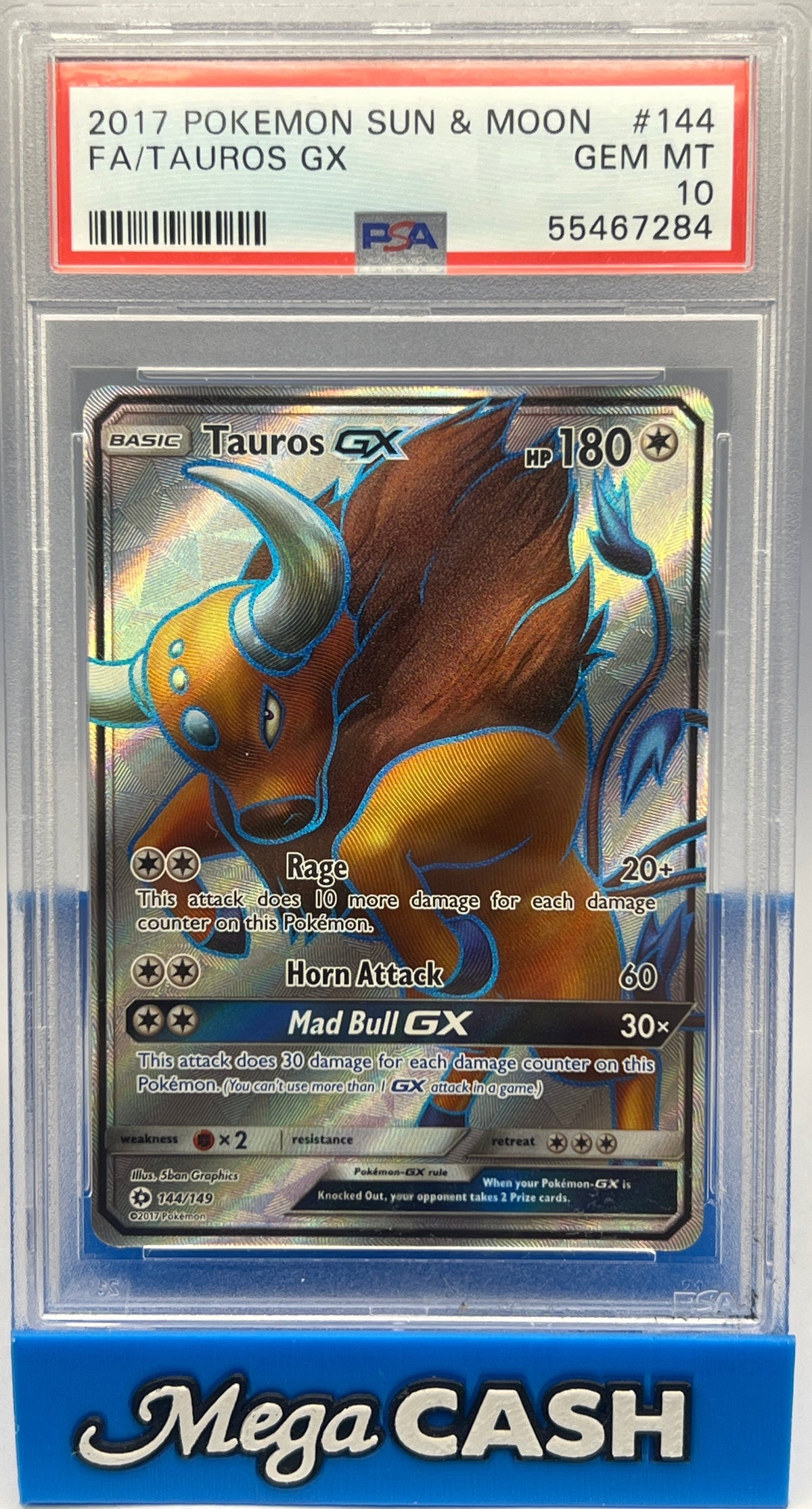 Pokémon - PSA 10 Tauros GX 144/149