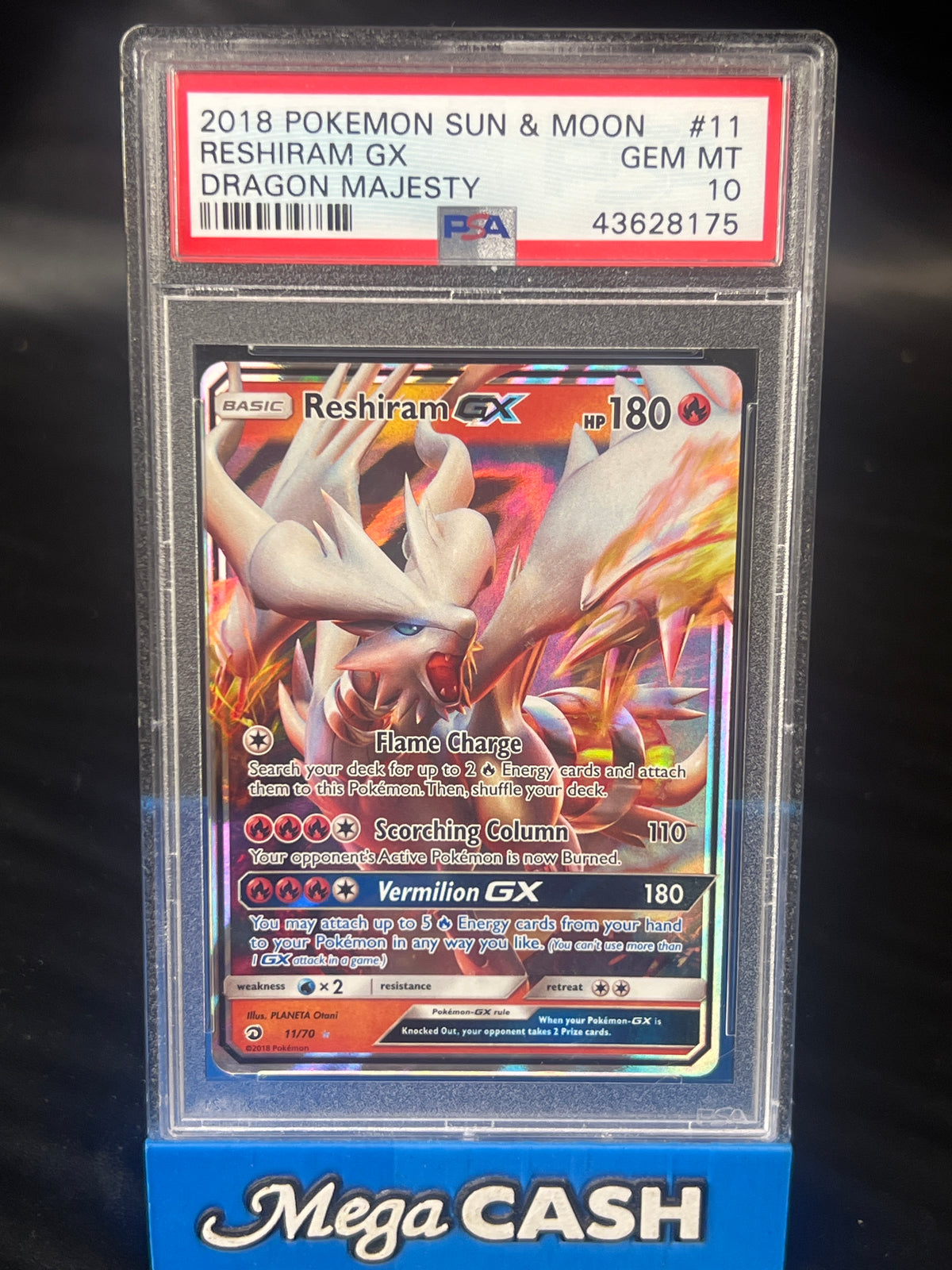 PSA 10 Reshiram GX 11/70 Dragon Majesty