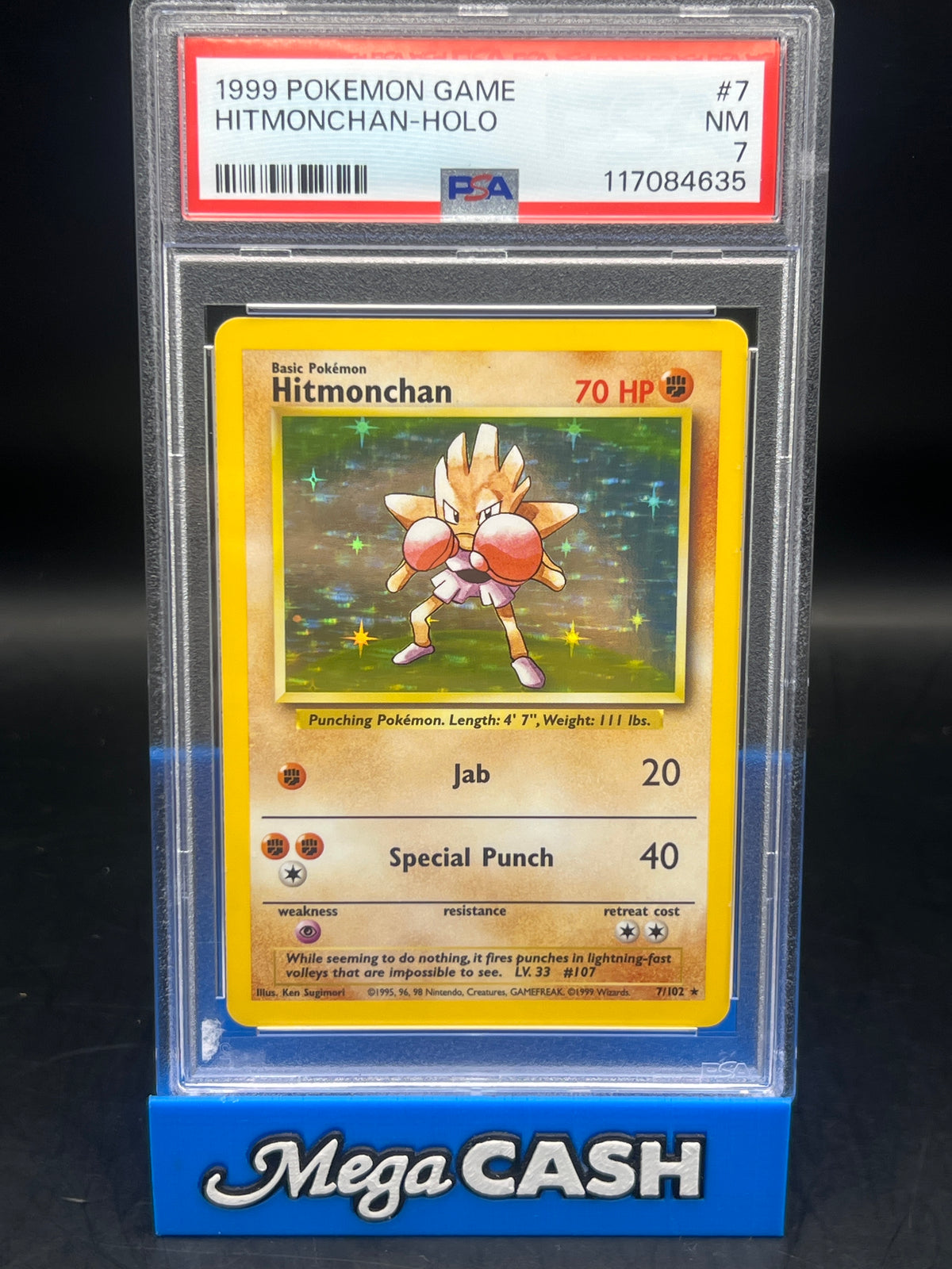 PSA 7 Hitmonchan Holo 7/102 Base set Unlimited