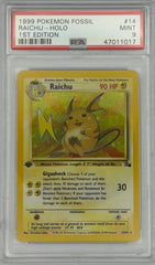 Pokemon PSA 9 Raichu 14/62 1st Edition Holo Fossil