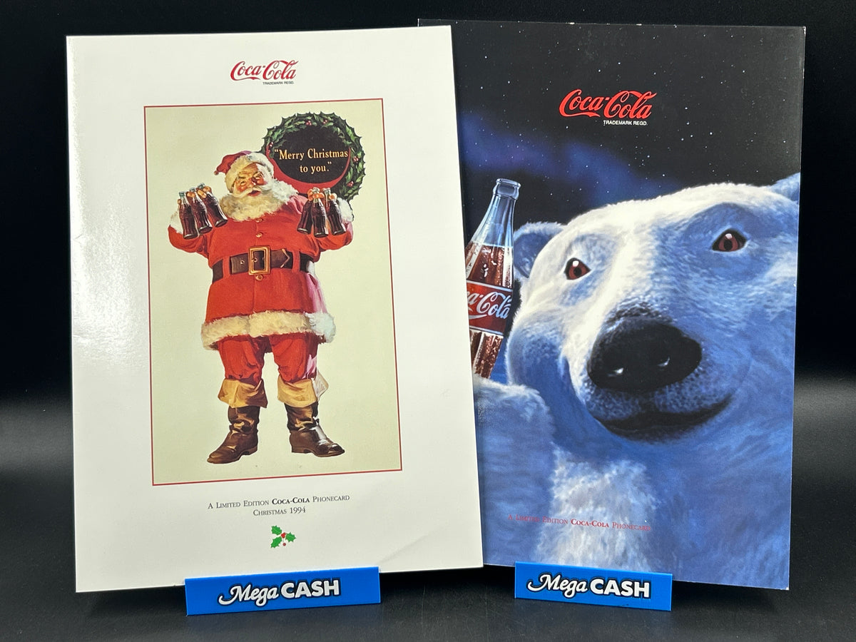 Telecom Coca-Cola Limited Edition $2 Phonecards Pair - 1994 Christmas/ Polar Bear