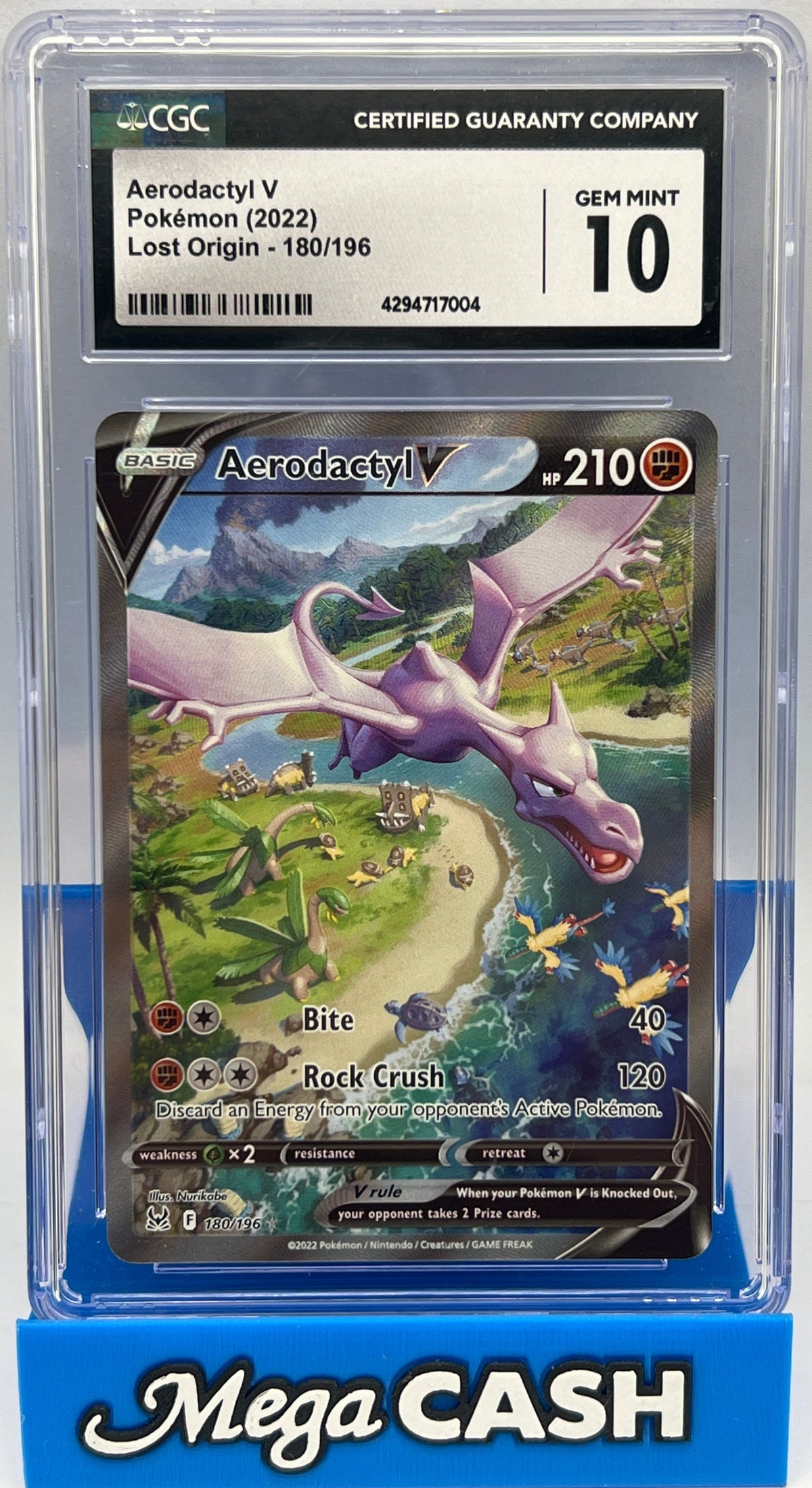 Pokémon -CGC 10 Aerodactyl V 180/196 Lost Origin