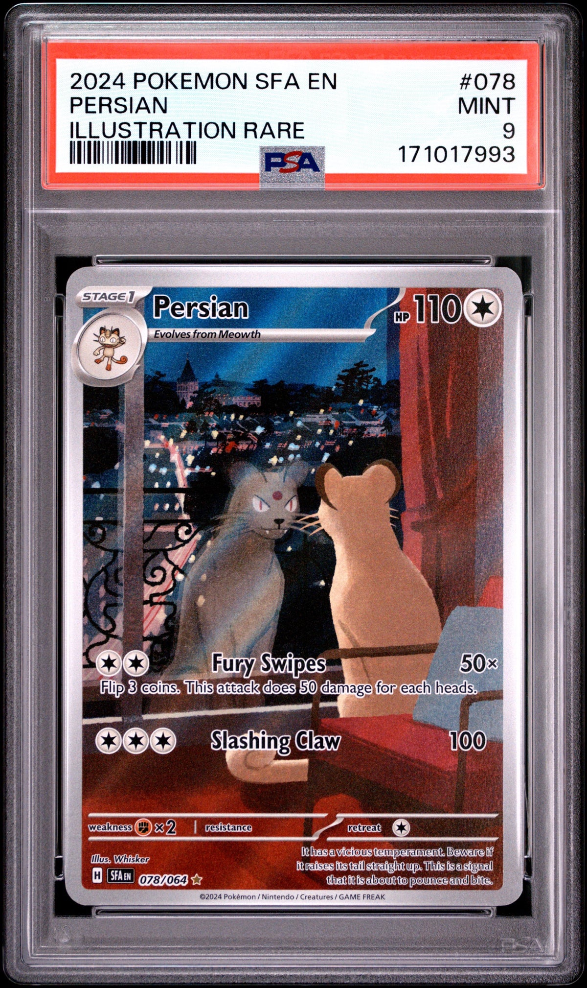 Pokemon - Persian 078/064 - PSA 9 - Shrouded Fable