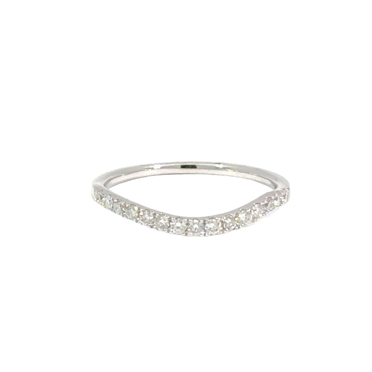 14ct White Gold Curved Diamond Wedding Ring