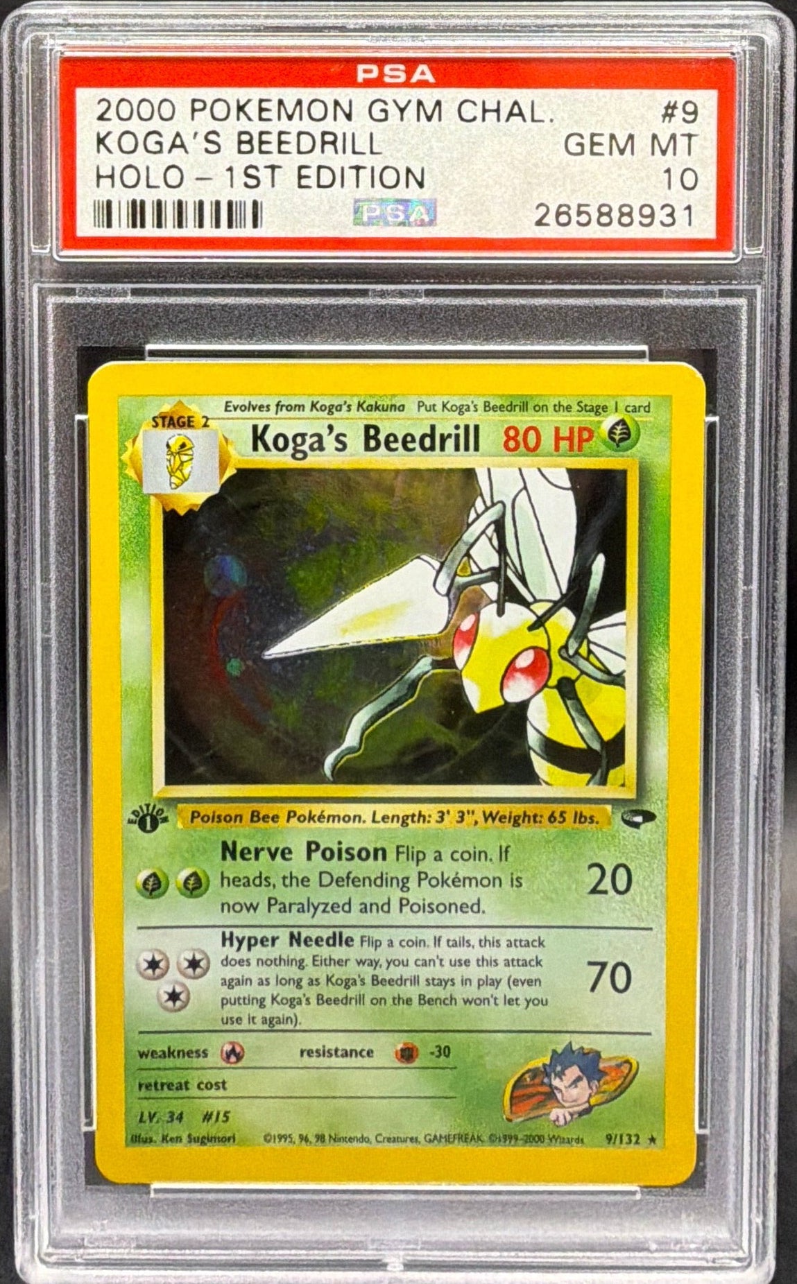 Pokemon- Kogas Beedrill Holo 1st edition PSA 10