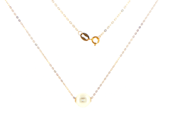18ct Yellow Gold Pearl Pendant Chain Necklace