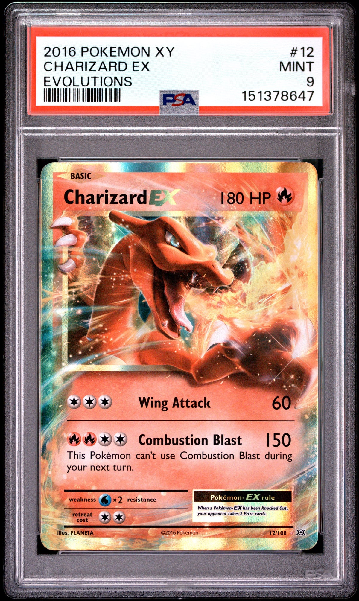 Pokemon - Charizard EX - 12/108 PSA 9 - Evolutions