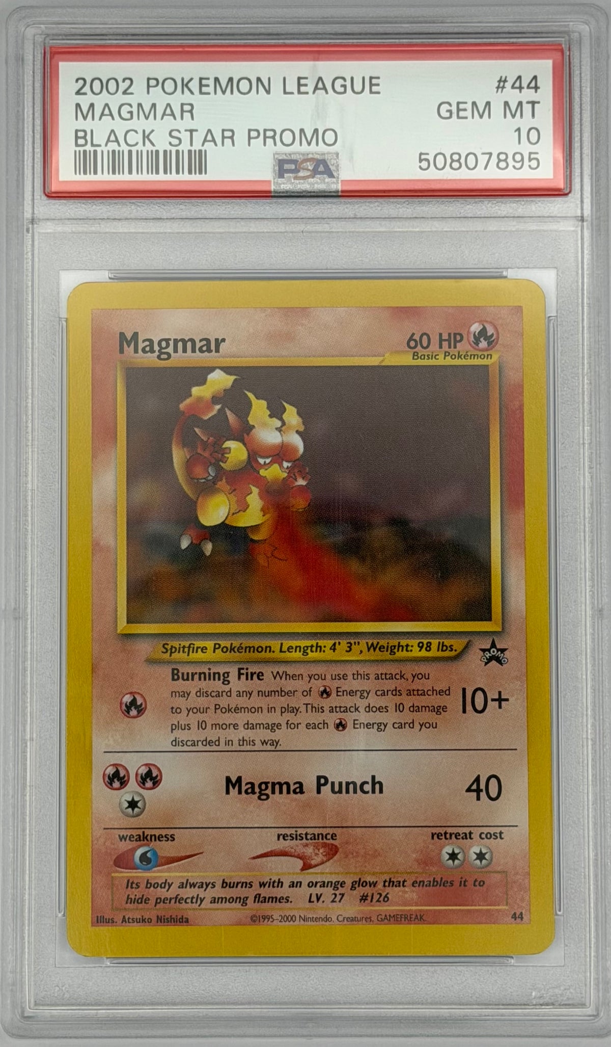 Pokemon PSA 10 Magmar 44 Black Star Promo Pokemon League