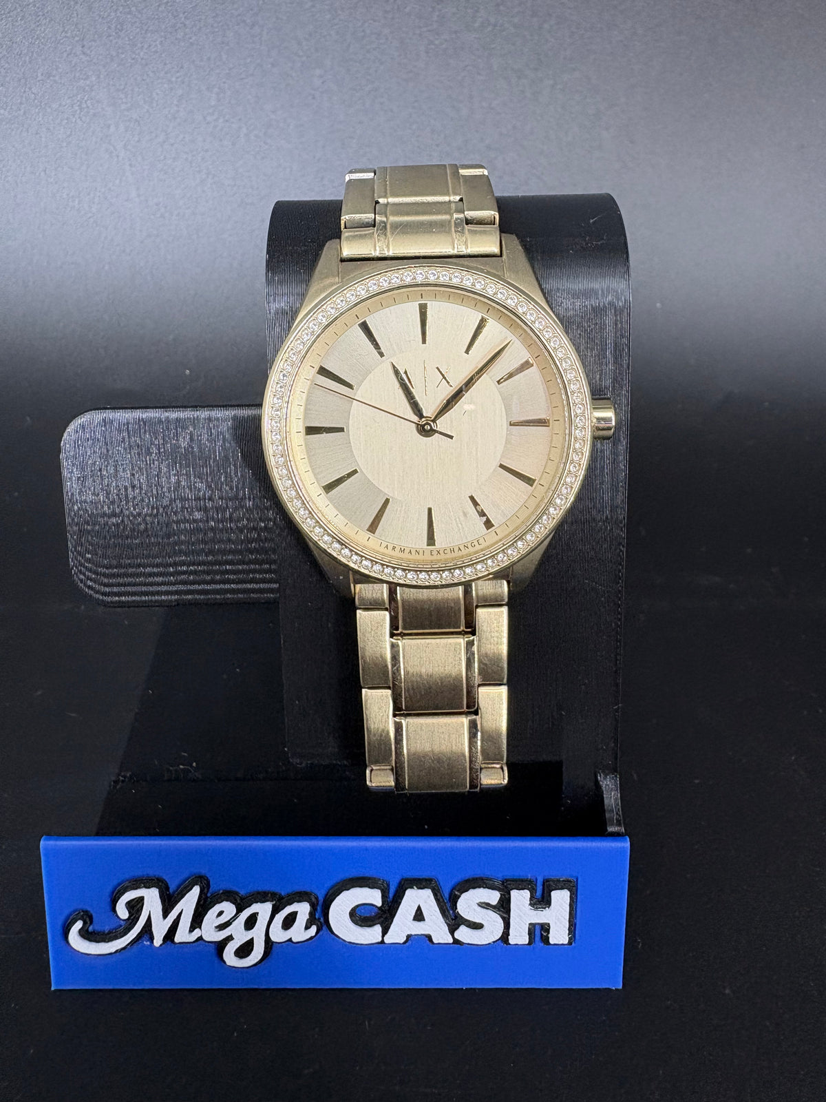 LADIES ARMANI EXCHANGE QUATRZ WATCH WITH CLEAR STONED BEZEL - AX5441 -