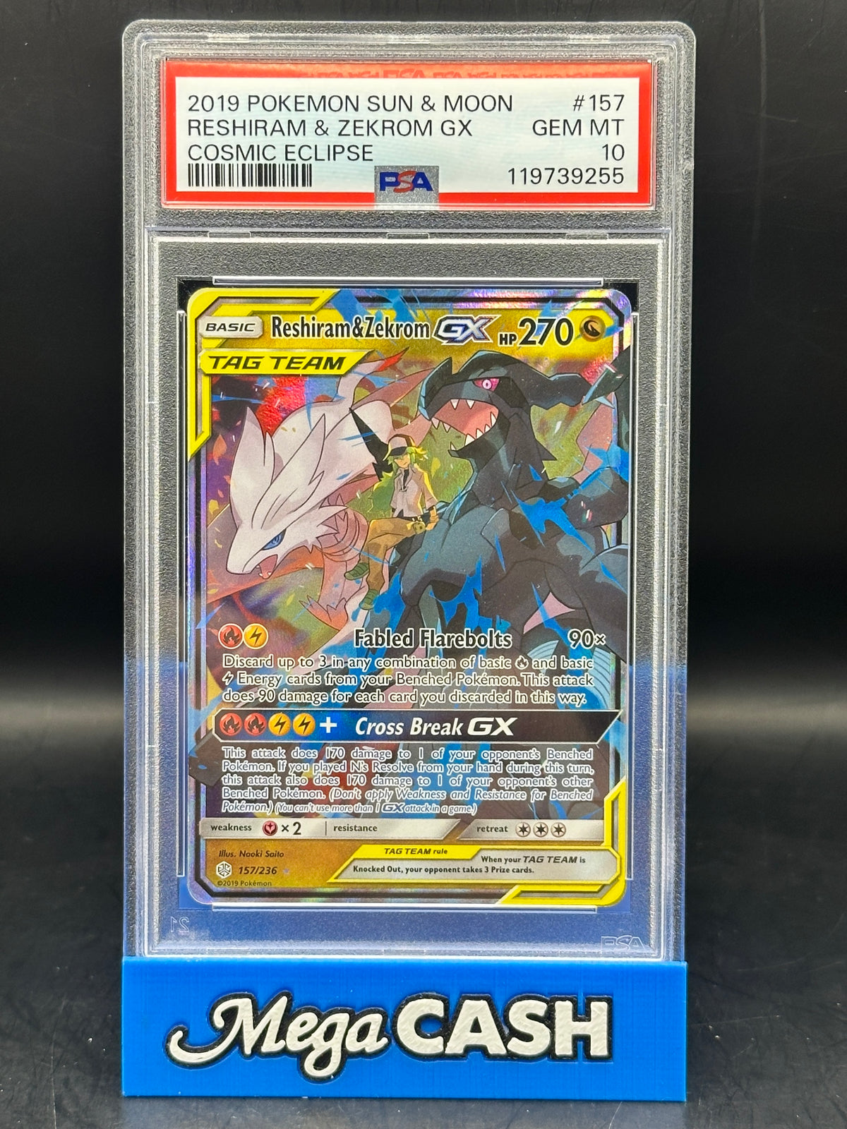 PSA 10 Reshiram & Zekrom GX - Cosmic Eclipse - 157/236