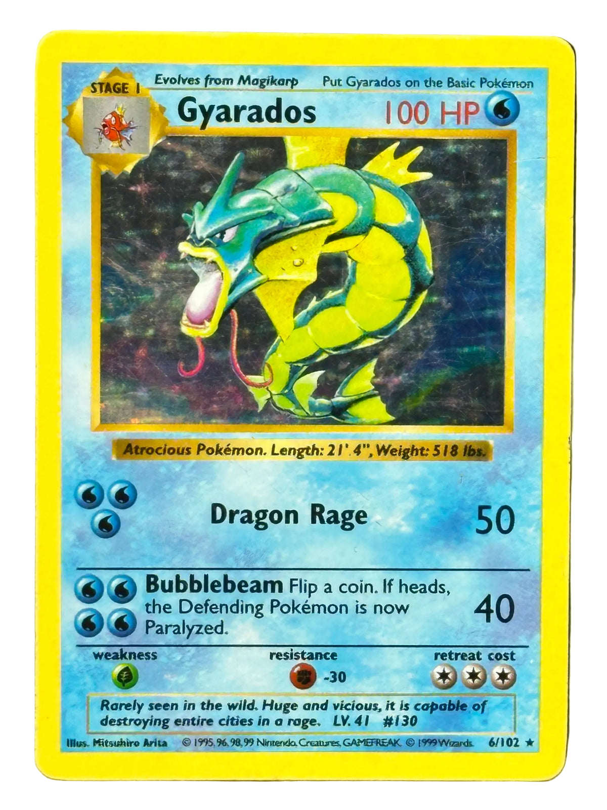 Pokemon - Gyarados Holo - Base Shadowless Unlimited - 6/102 (MP)
