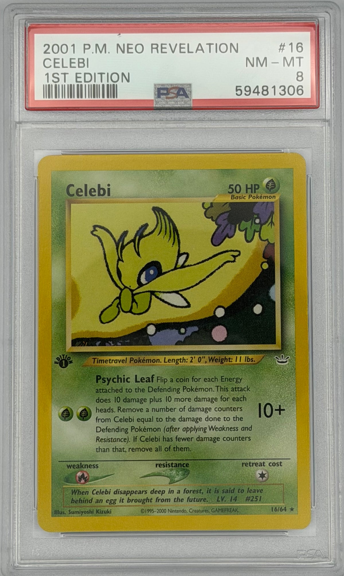 Pokemon PSA 8 Celebi 16/64 1st Edition Neo Revelation