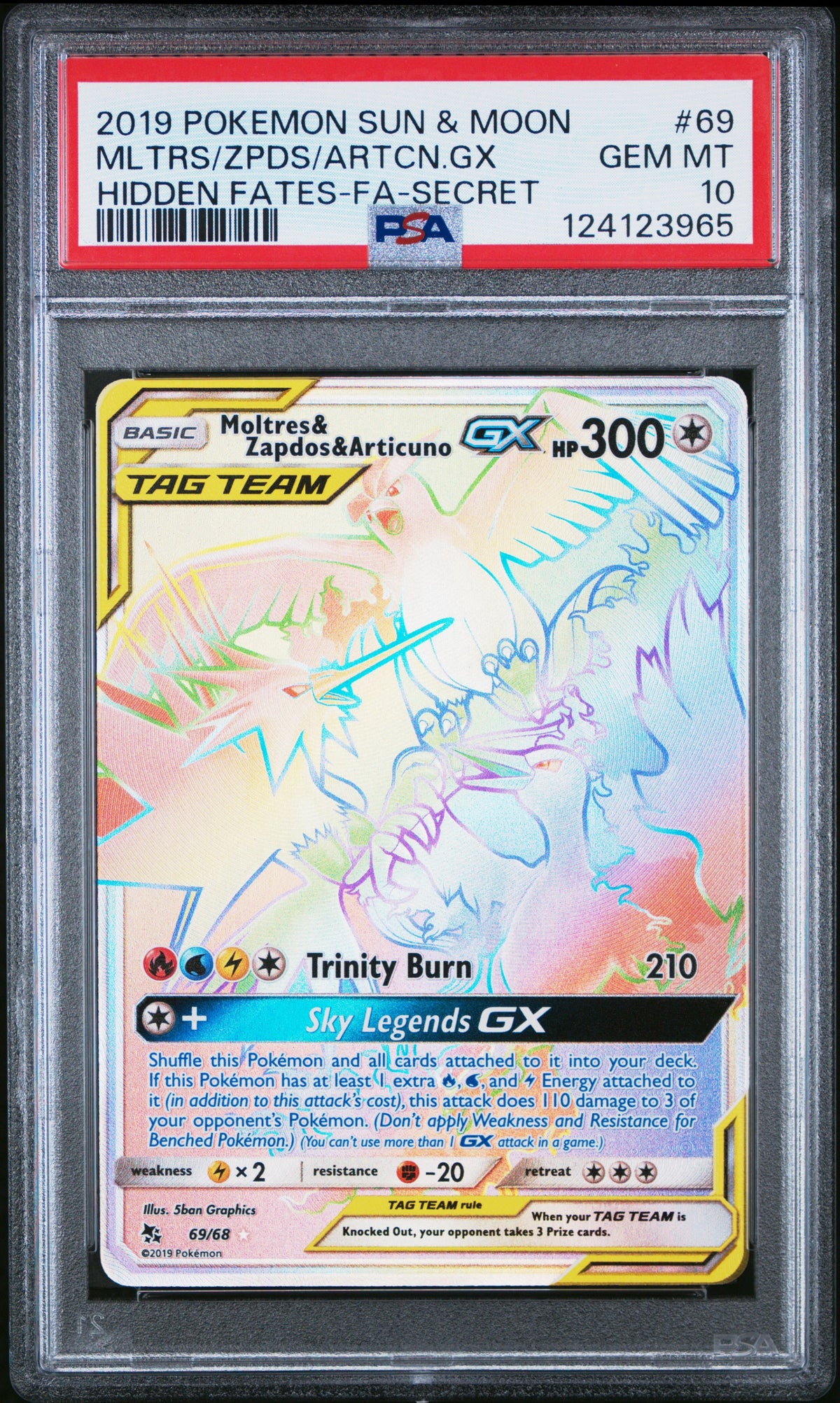 Pokemon - Moltres & Zapdos & Articuno GX 69/68 PSA 10 - Hidden Fates