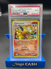 PSA 9 Charizard 1/99 Cracked Ice Holo Platinum