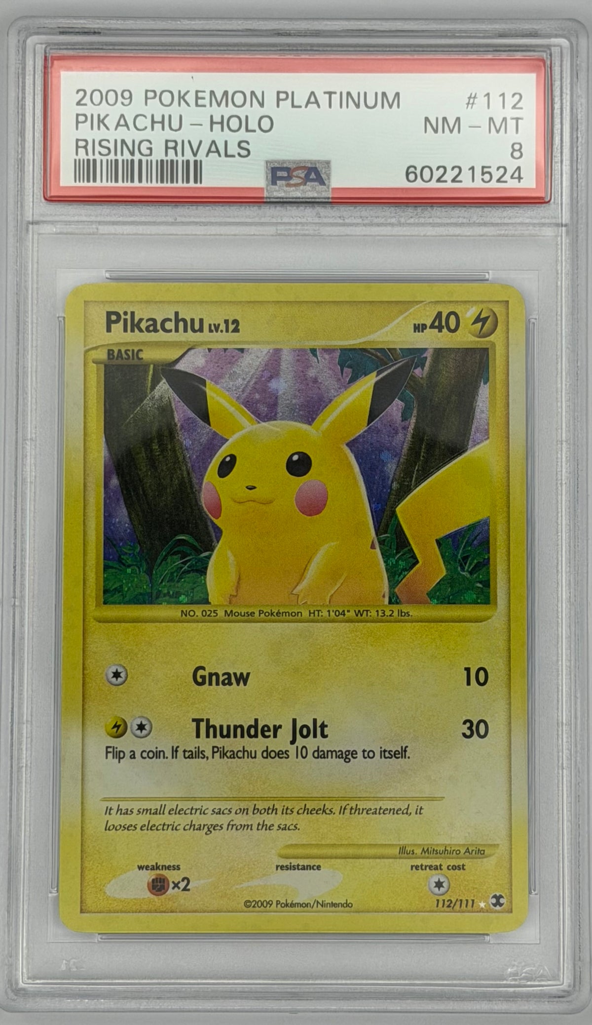 Pokemon PSA 8 Pikachu 112/111 Holo Rising Rivals Platinum