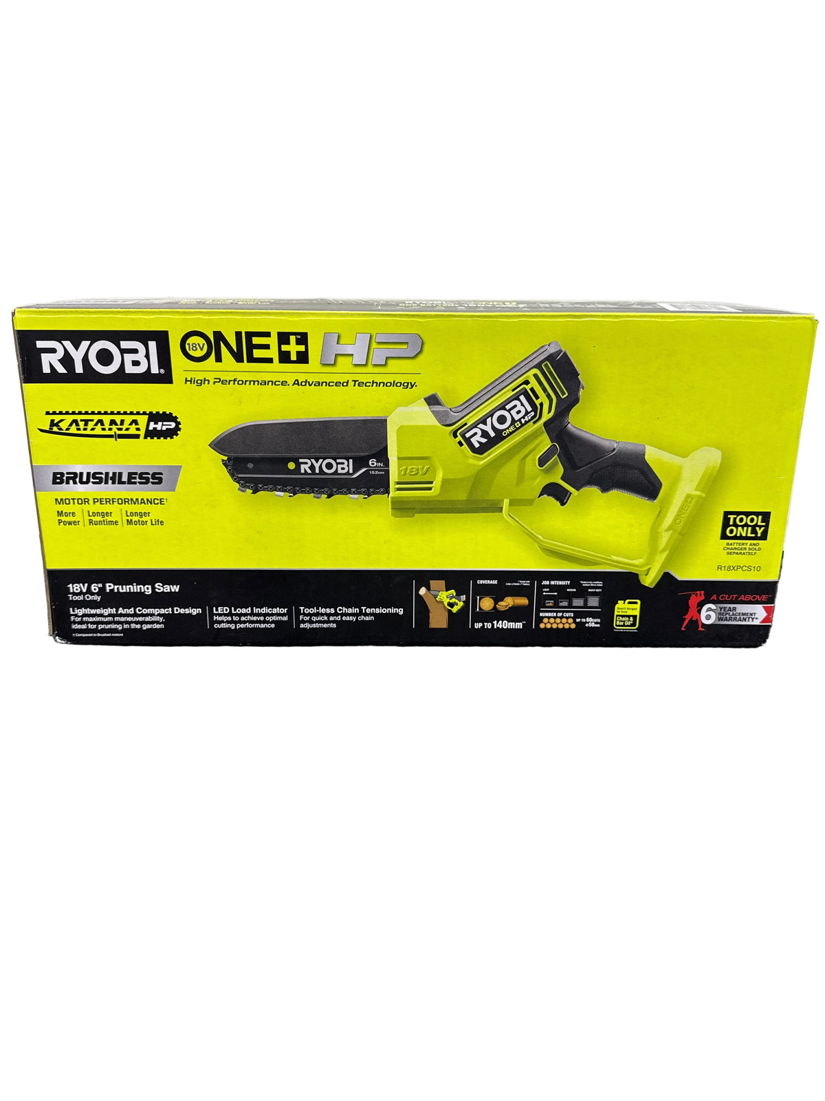 Ryobi 18V HP Brushless Katana 6” Pruning Saw - R18XPCS10