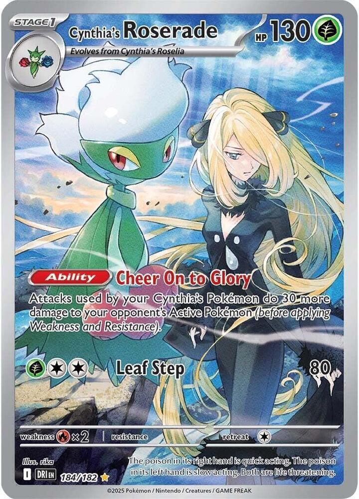 Pokémon 184/182 Cynthia's Roserade (Illustration Rare), Destined Rivals