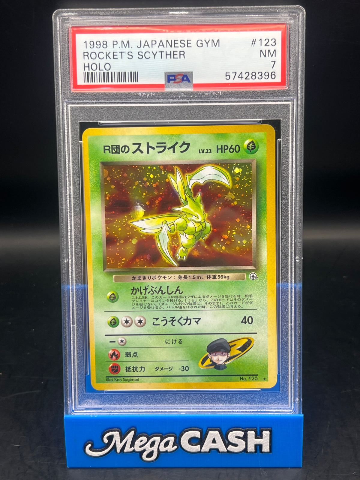 PSA 7 Japanese Rocket’s Scyther Holo #123 Gym