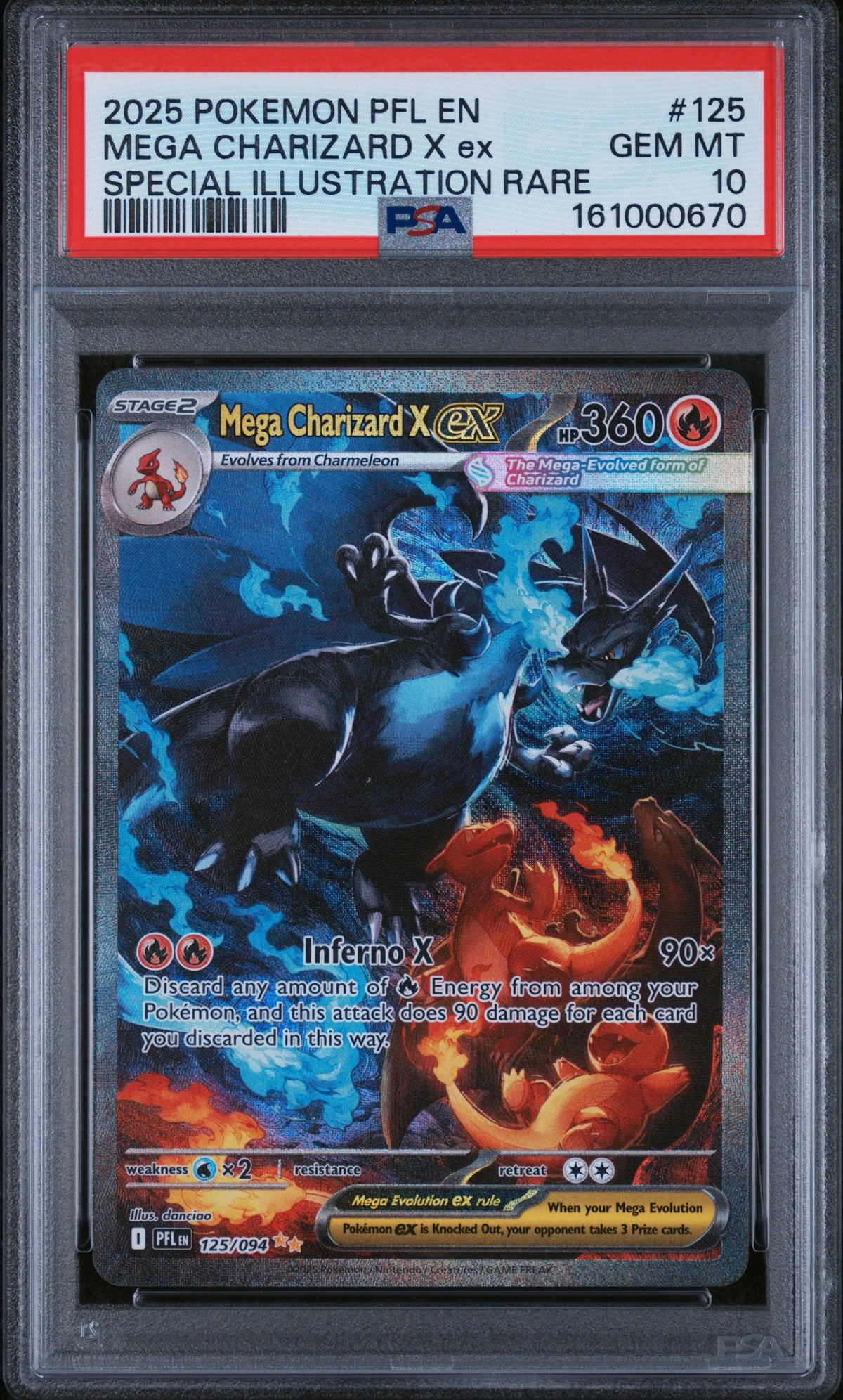 Pokemon - PSA 10 Mega Charizard X EX 125/094 Phantasmal Flames Mega Evolution